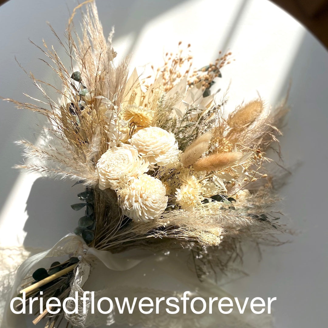 Preserved-Dried Flower Bouquet, White, Ivory Dried Florals by BLOOMINGFUL  FLOWERS