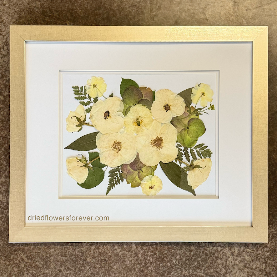 Cream-peony-wedding-bouquet-preservation-ferns-pressed-flowers-dried-flowers-forever-champagne-frame-16x20-11x14