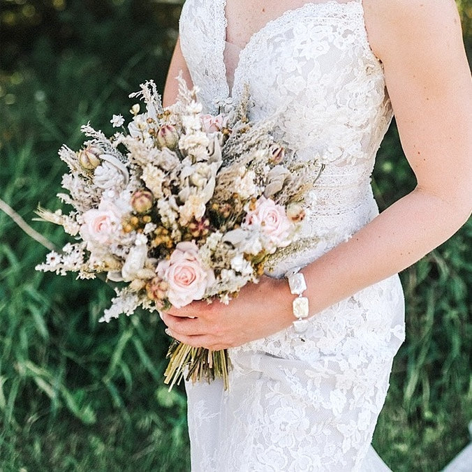 peach wedding dress Pink & Pale Peach Wedding Bouquet