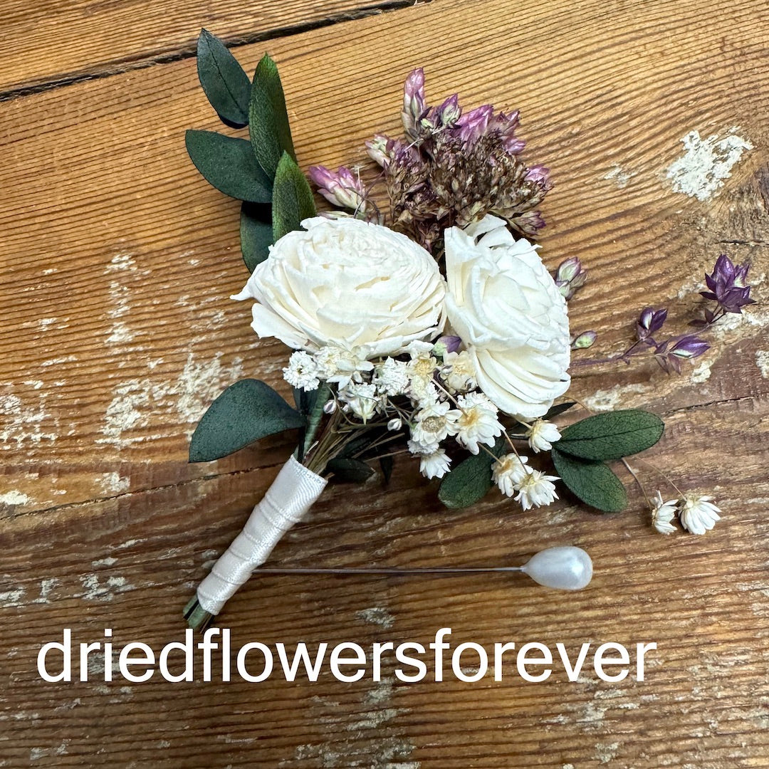 purple herb oregano boutonniere dried green