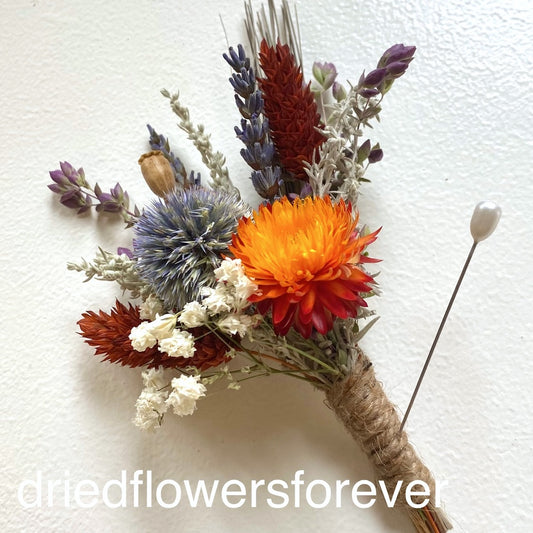 autumn dried flower large boutonniere