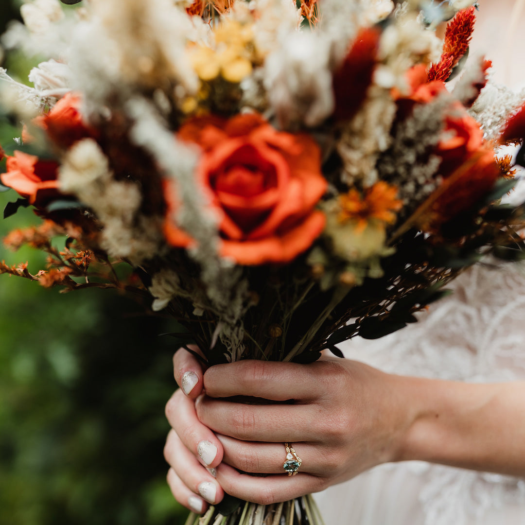 dried flower burnt orange bridal wedding bouquet