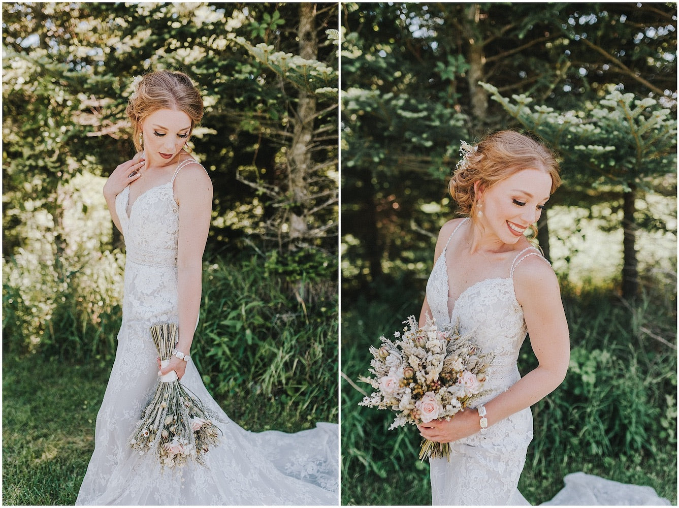 dried flower pale peach bridal bouquet extra large