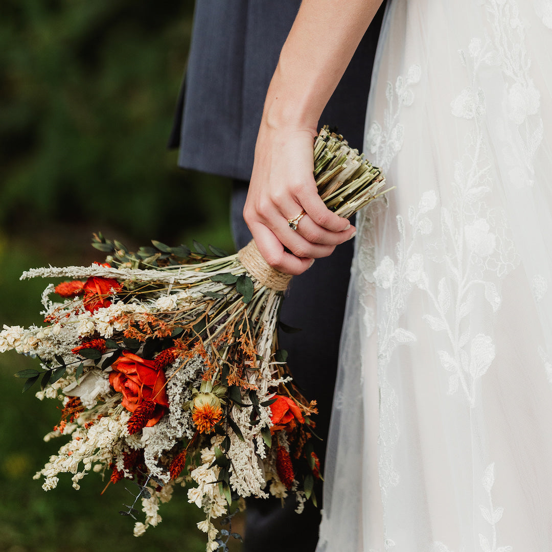 dried orange burnt wedding flower bridal bouquet