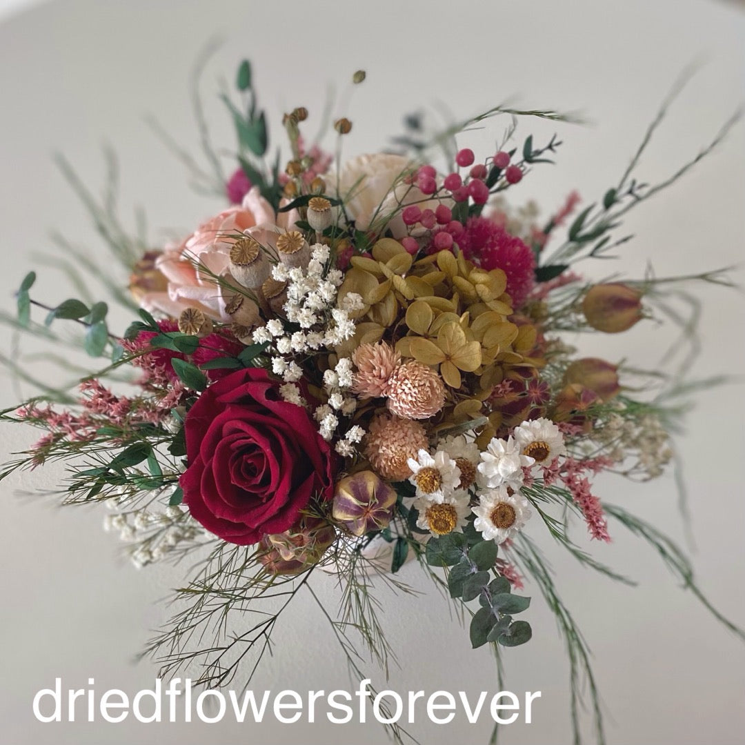 dried rose red peach flowers pink