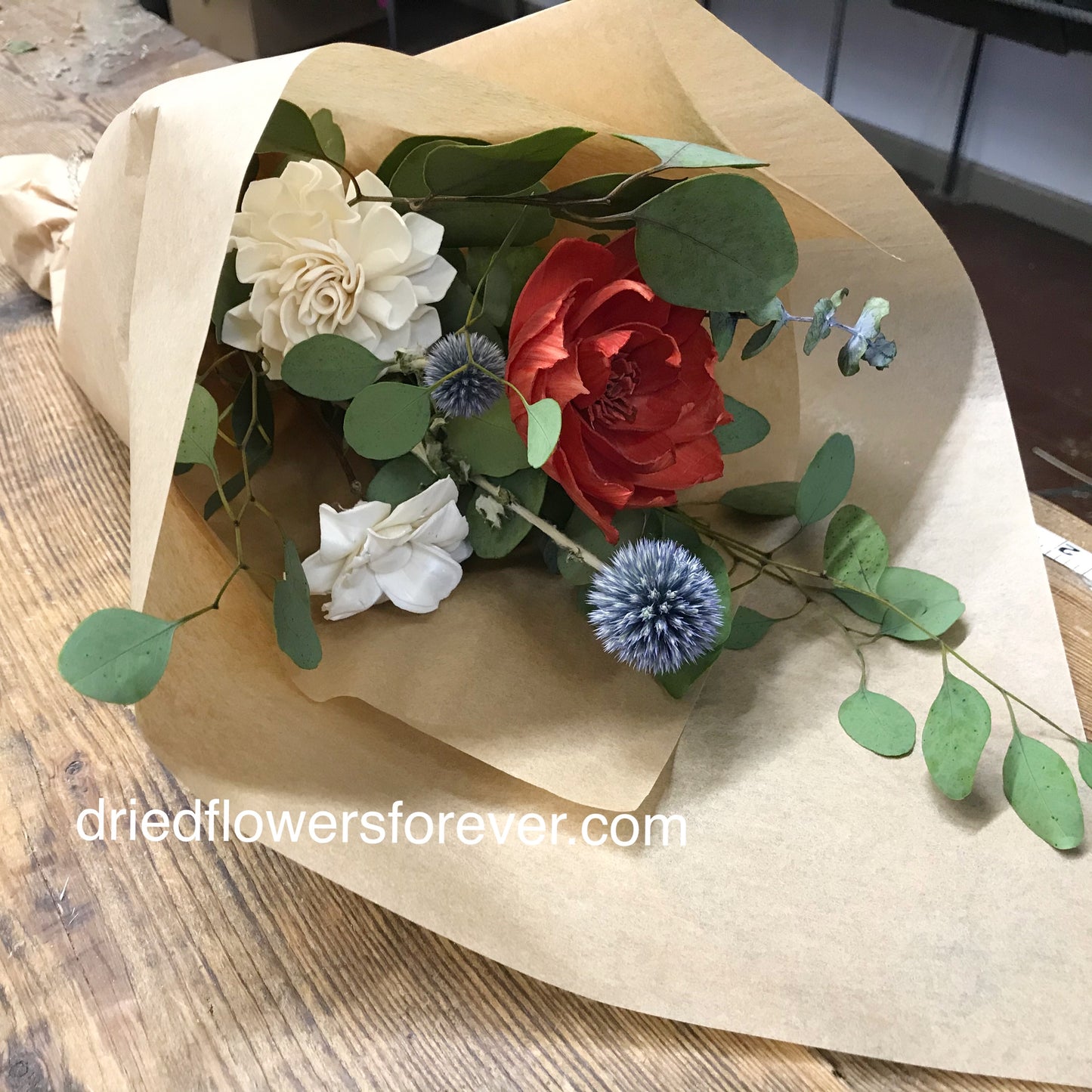 Poppy Red Bud Vase Dried Flower Bouquet