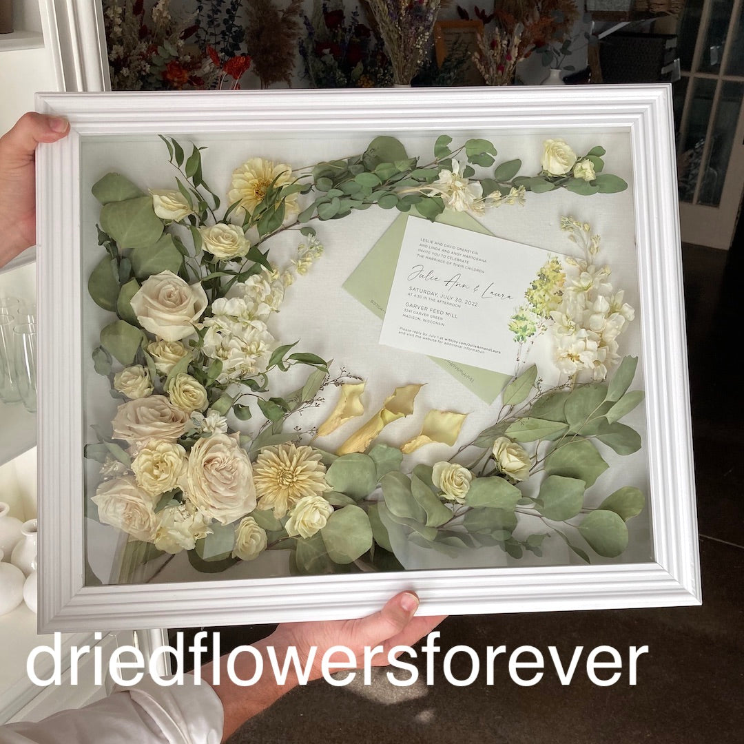 Frame Your Wedding Flowers: Preserved Wedding Bouquets  Wedding bouquet  preservation, Wedding shadow box, Wedding bouquets