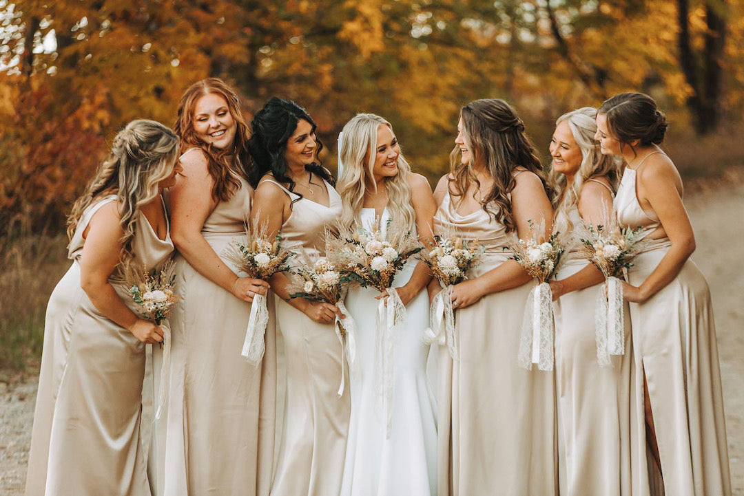 Ivory Green Neutral Boho Wedding Bouquet - Dried Flowers Forever