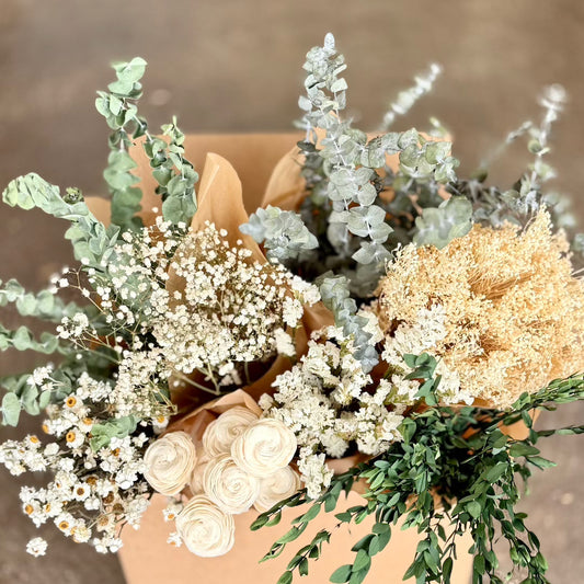 bulk diy flowers white green dried forever