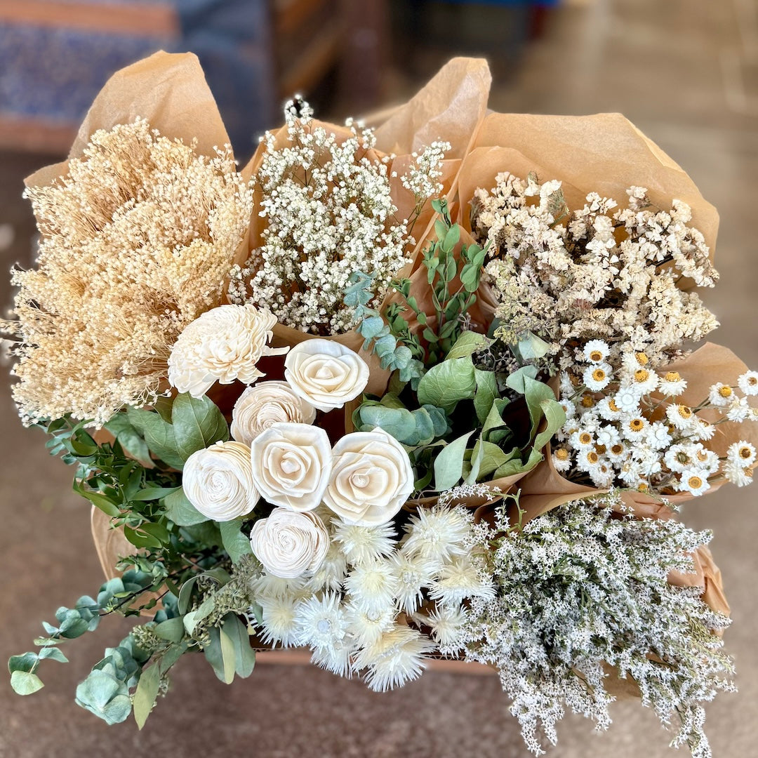 White & Green DIY Bulk Dried Flowers - Flower Bar Wedding - Forever ...