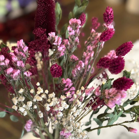 fuchsia bright pink gift spring dried flower bouquet