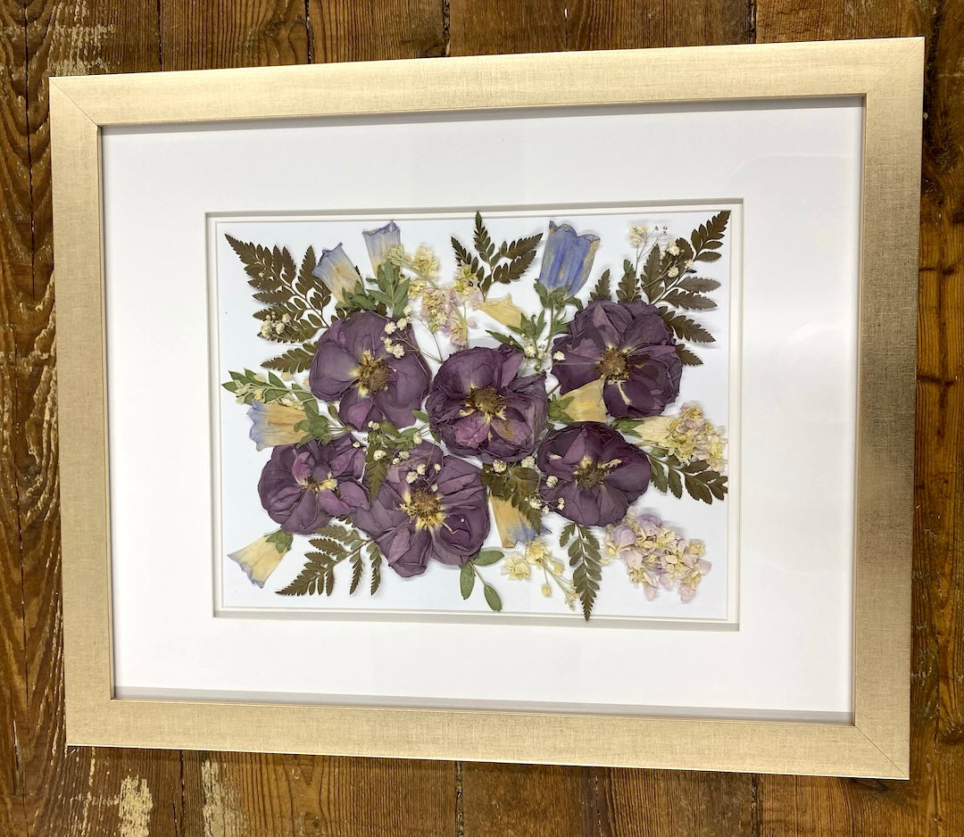 pressed-flowers-frame-champagne-wedding-bouquet-preservation-dried-flowers-forever