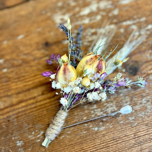 purple lavender wildflower boutonniere dried flowers forever