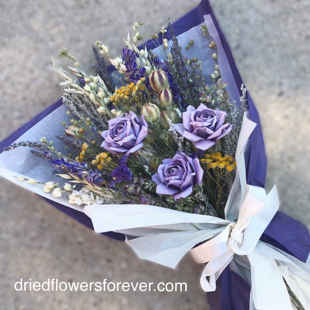 Purple Dried Flower Gift Bouquet - Dried Flowers Forever