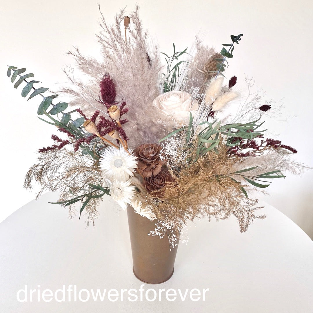 Cedar rose neutral pampas Eucalyptus Dried flowers arrangement