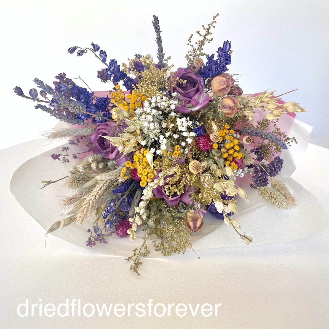 Dried flower field bouquet of wildflowers