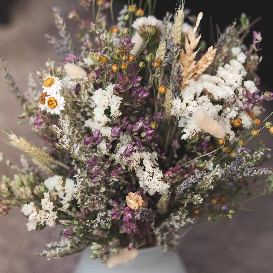Dried herb flower gift bouquet purple lavender neutral