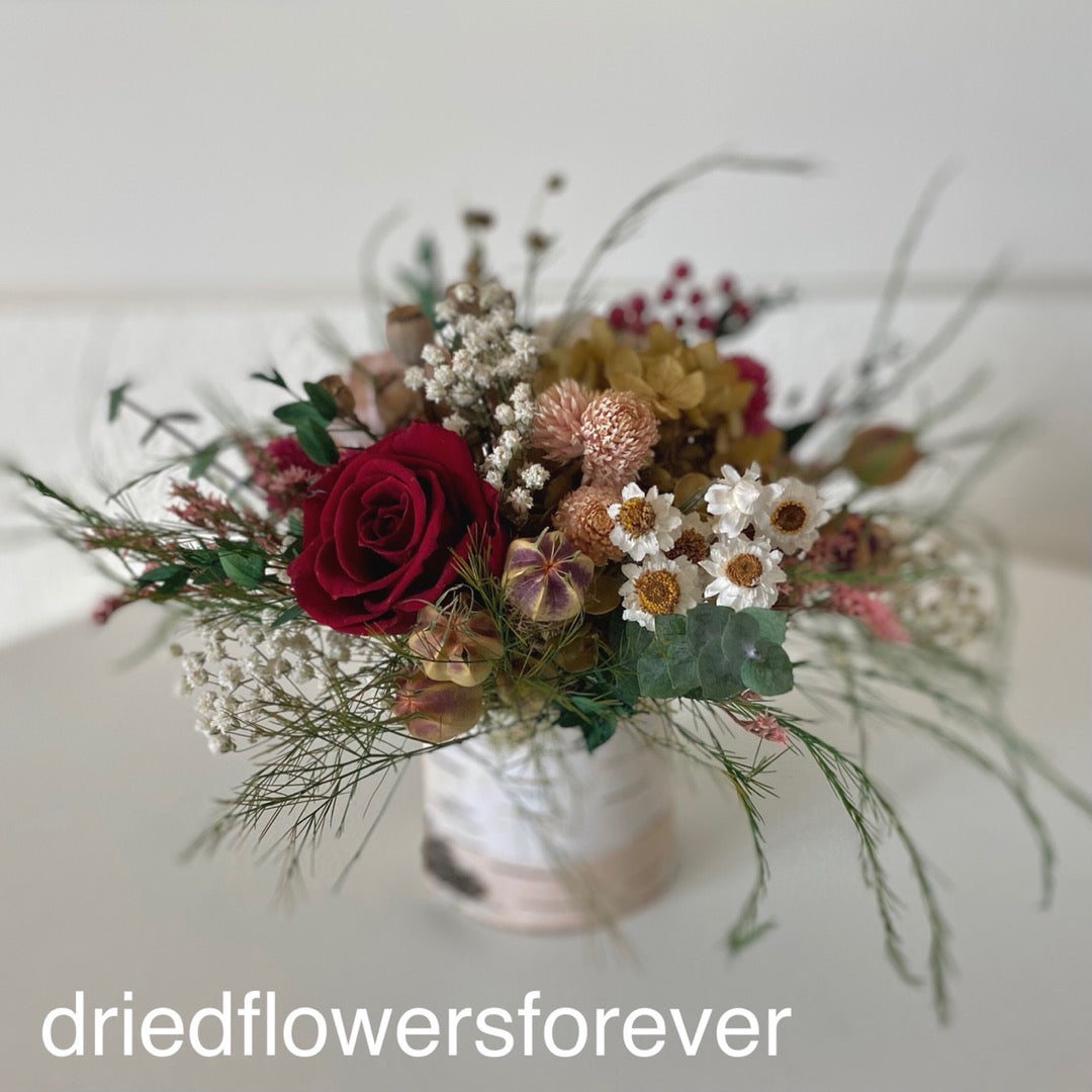 dried flowers preserved rose red peach