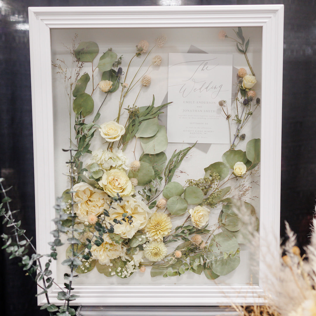 flower preservation wedding bouquet white shadow box