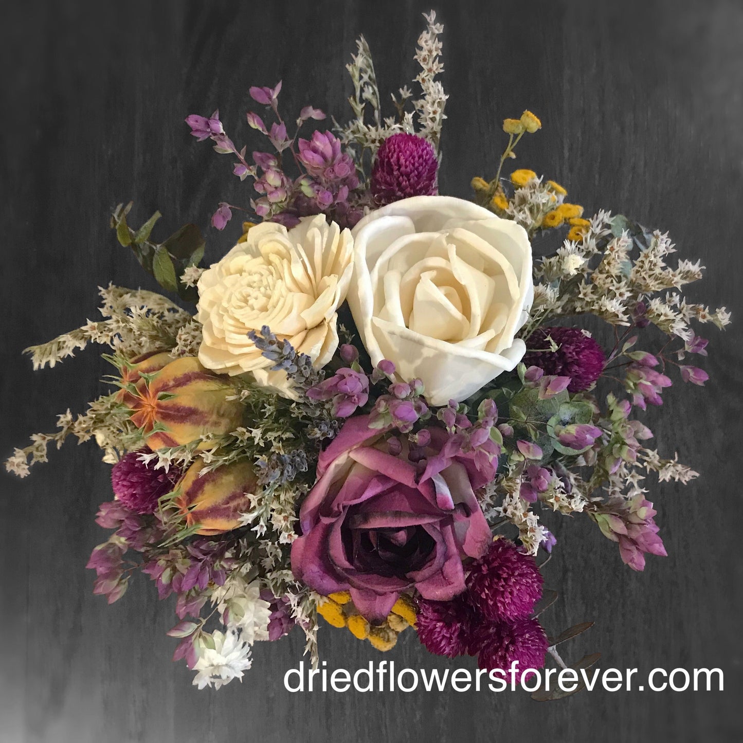 Purple & Mauve Dried Floral Arrangement