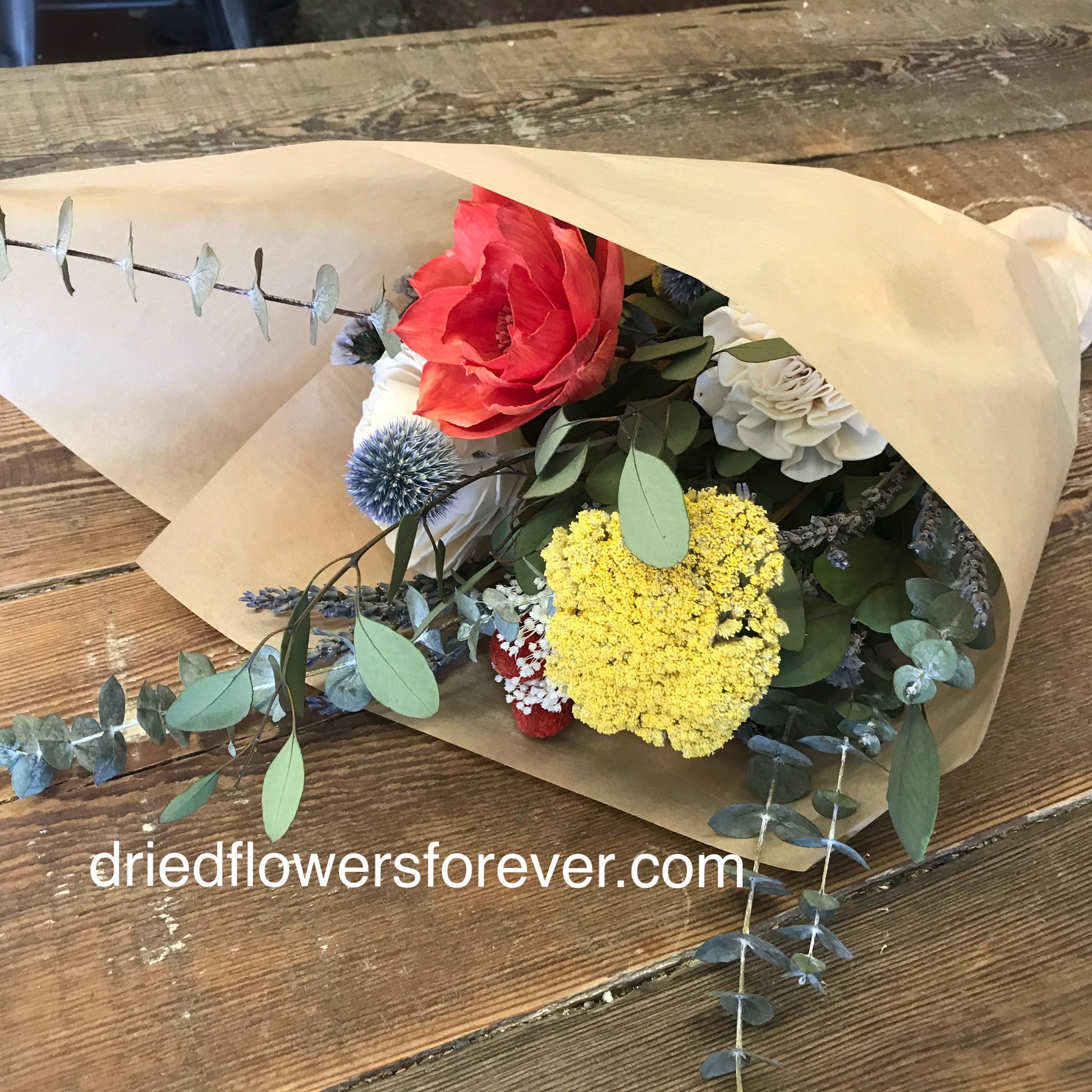 dried flower bouquet wrap