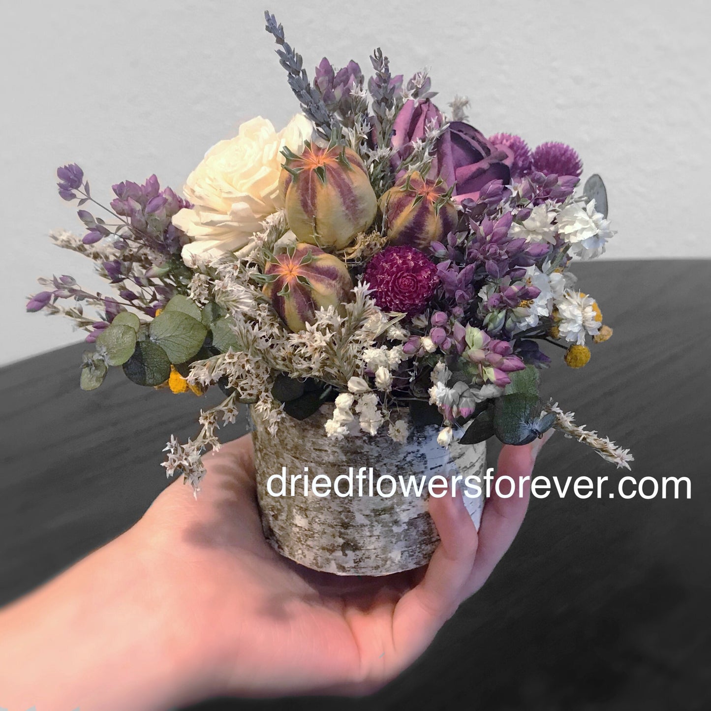 Purple & Mauve Dried Floral Arrangement