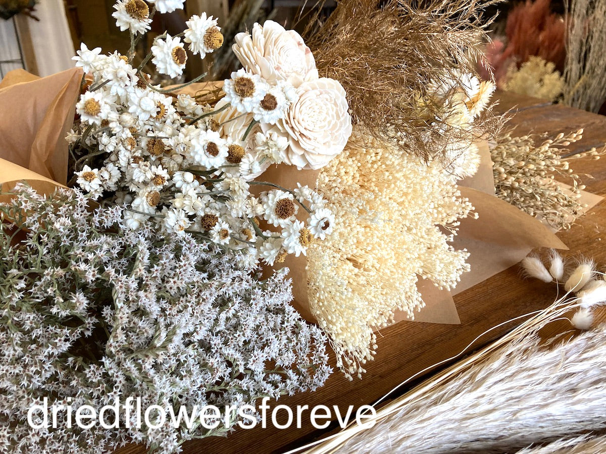 Ivory White & Gold DIY Bulk Dried Flowers - Dried Flowers Forever