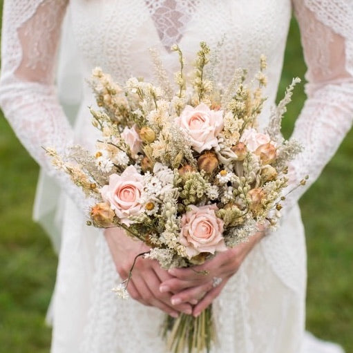 peach dried flower pale extra large wedding bouquet