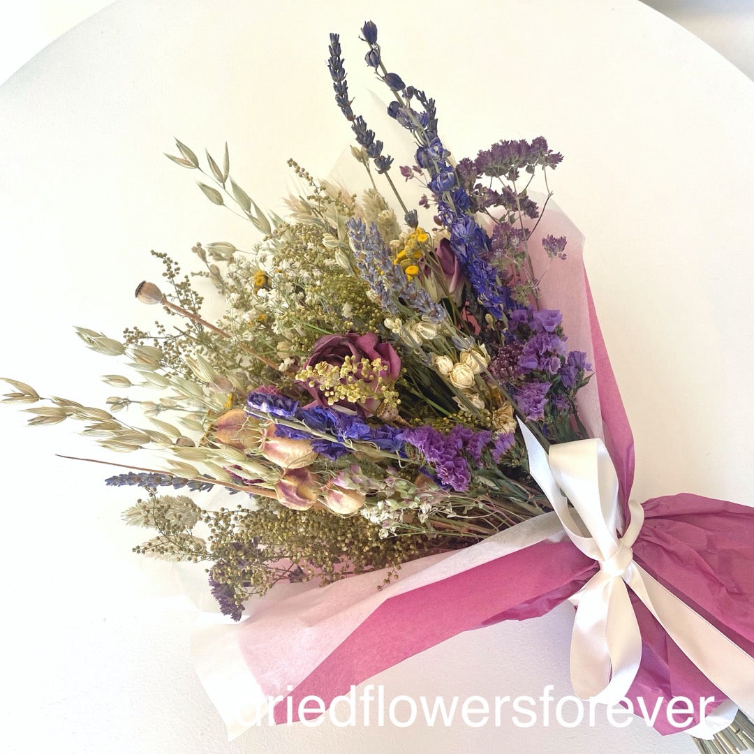 Purple mauve lavender dried flower field bouquet